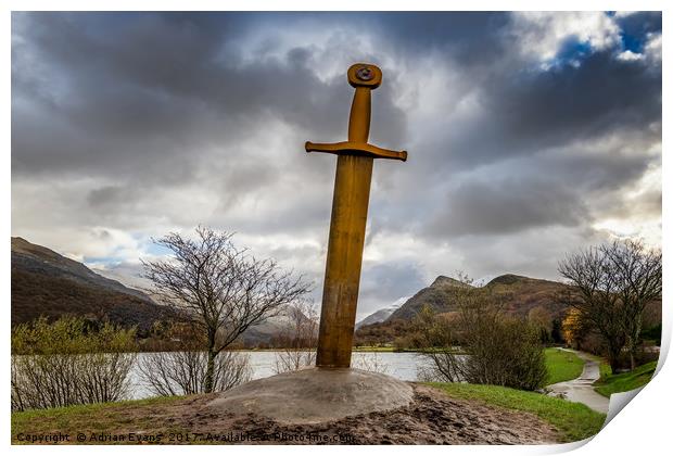 Sword of Llanberis Snowdonia Print by Adrian Evans