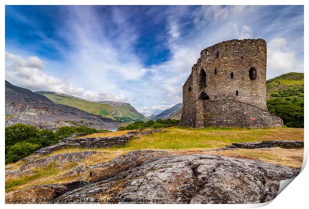 Dolbadarn Castle Print by Adrian Evans