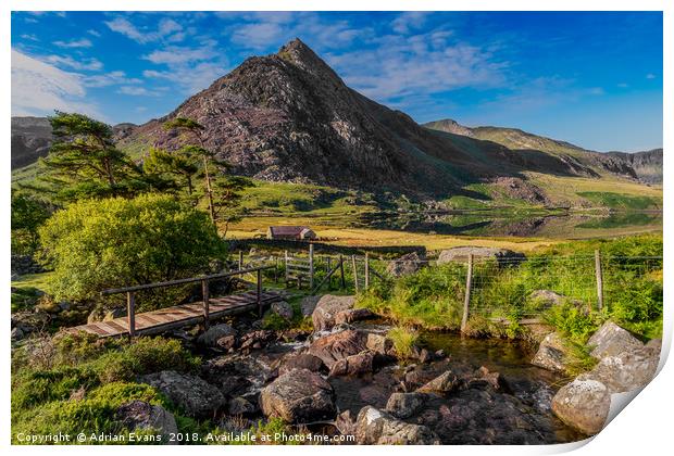 Tryfan Mountain Valley Print by Adrian Evans