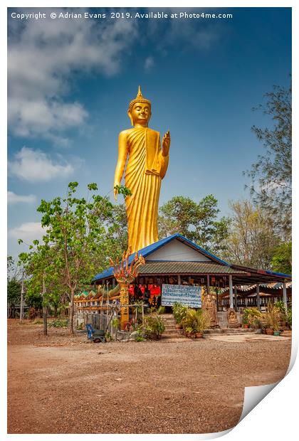 Wat Kham Chanot Golden Buddha Print by Adrian Evans