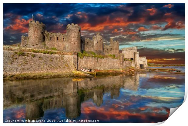 Conwy Castle Sunset Print by Adrian Evans