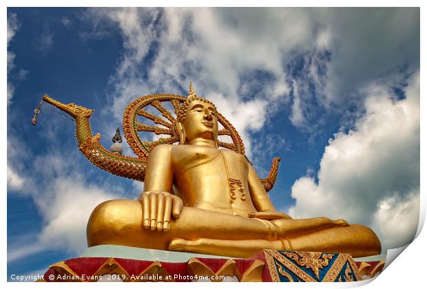 Big Buddha Thailand Print by Adrian Evans