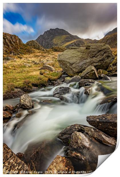 Tryfan Mountain north Wales Print by Adrian Evans
