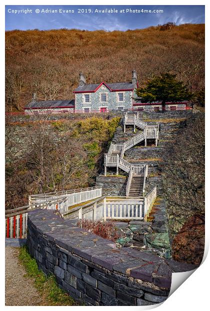 Hospital Steps at Llanberis Quarry  Print by Adrian Evans