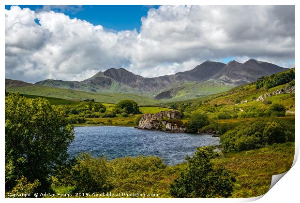 Snowdon Lake Landscape Print by Adrian Evans