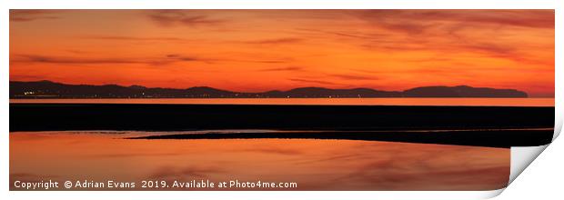 Seascape Sunset Panorama Print by Adrian Evans