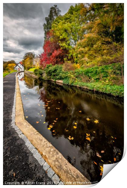 Llangollen Canal Path Autumn Print by Adrian Evans