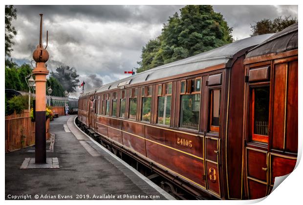 Steam Train Carriages Print by Adrian Evans