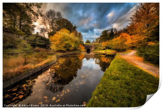 Chirk Canal Autumn Print by Adrian Evans