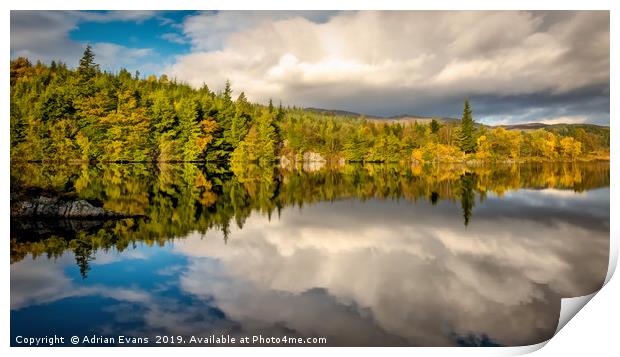 Lake Bodgynydd Snowdonia Print by Adrian Evans