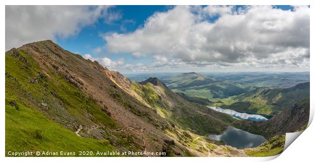 Lakes of Snowdonia Wales Print by Adrian Evans