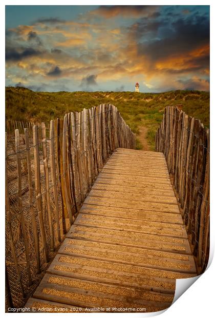 Talacre Beach Lighthouse Sunset Print by Adrian Evans