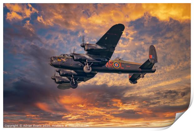 Lancaster Bomber  Print by Adrian Evans