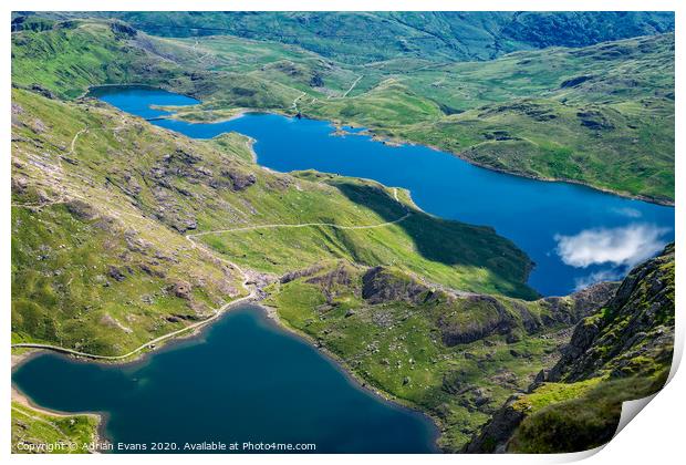 Pyg Track to Snowdon and Miners Track Print by Adrian Evans