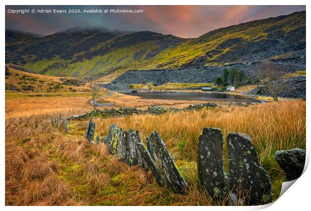 Cwmorthin Slate Quarry Blaenau Ffestiniog Print by Adrian Evans