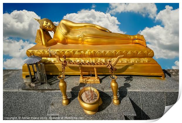 Golden Temple Buddha Thailand Print by Adrian Evans