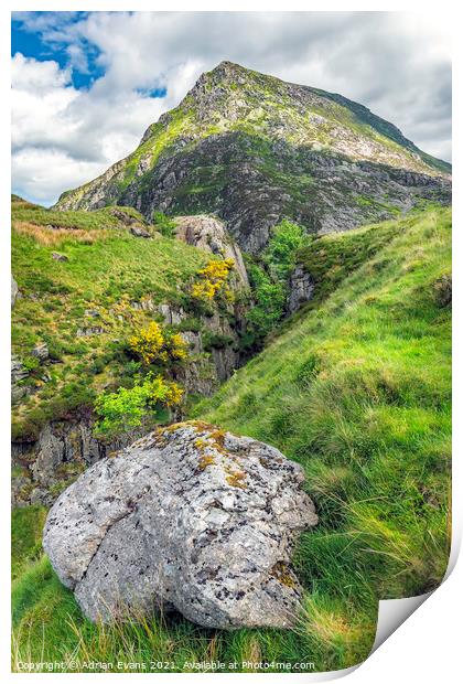 Pen yr Ole Wen Mountain Snowdonia Print by Adrian Evans