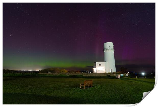 Northern lights over the old lighthouse at Hunstanton  Print by Gary Pearson