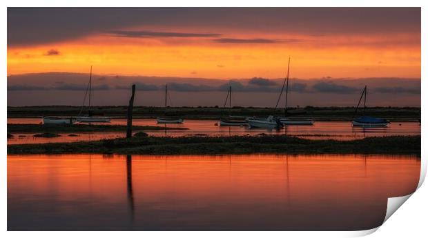 Sunset at Brancaster Staithe Print by Gary Pearson