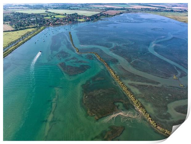 Burnham Overy Staithe and a high spring tide.  Print by Gary Pearson