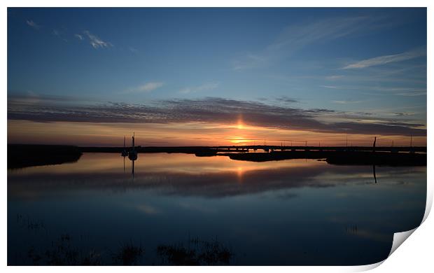 Brancaster Staithe reflections of sunset Print by Gary Pearson