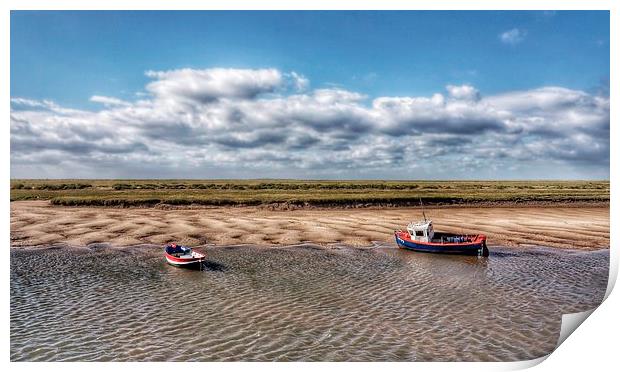 Low tide Burnham Overy Staithe Print by Gary Pearson