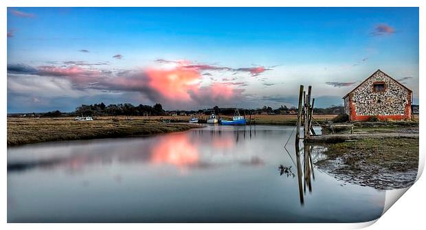 Sunset reflections Thornham Print by Gary Pearson