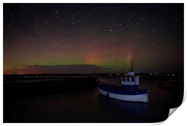  The Northern lights come to Brancaster Staithe 18 Print by Gary Pearson
