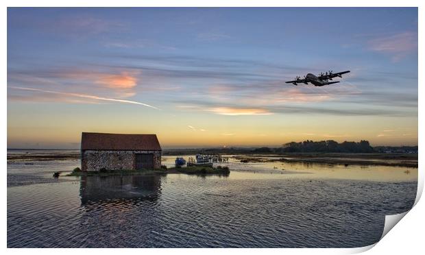 A Hercules over the old coal barn at Thornham  Print by Gary Pearson