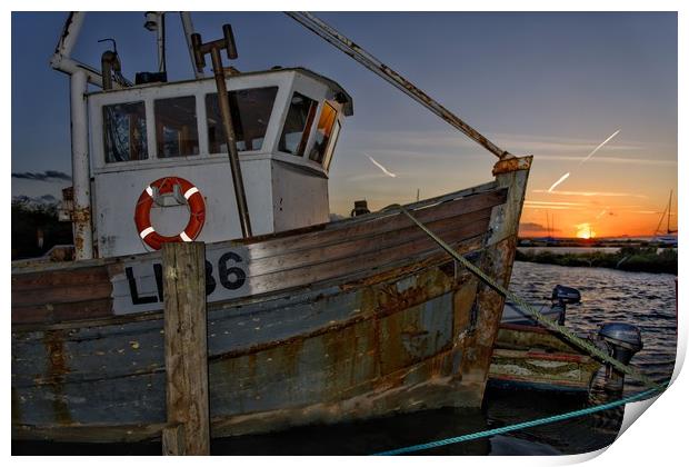 Lord Sam LN86 at sunset - Brancaster Staithe       Print by Gary Pearson