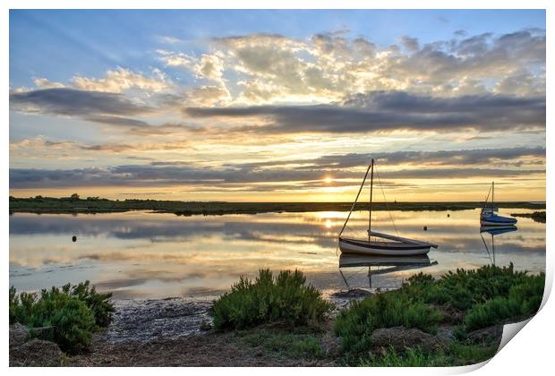 Sunset reflections on the North Norfolk coast (3) Print by Gary Pearson