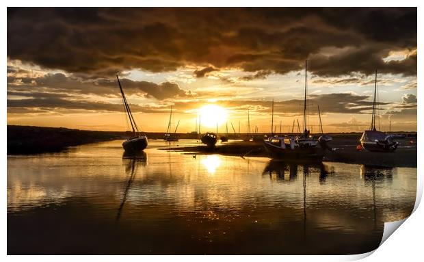 Sunset after the rain - Brancaster Staithe Print by Gary Pearson
