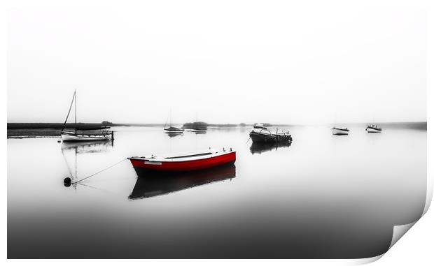 A misty morning at Burnham Overy Staithe in Norfol Print by Gary Pearson