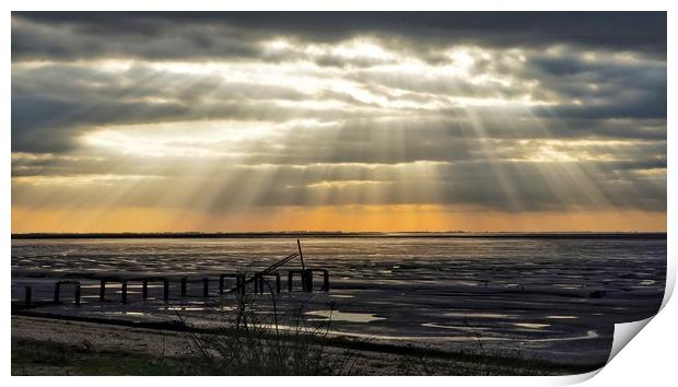 The old jetty at Snettisham in Norfolk at low tide Print by Gary Pearson