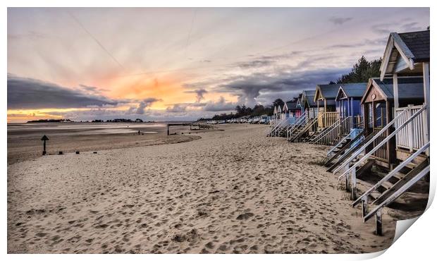 Beach hut sunrise - Wells-next-the-Sea Print by Gary Pearson