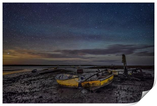 Waiting for the tide under the stars at Brancaster Print by Gary Pearson