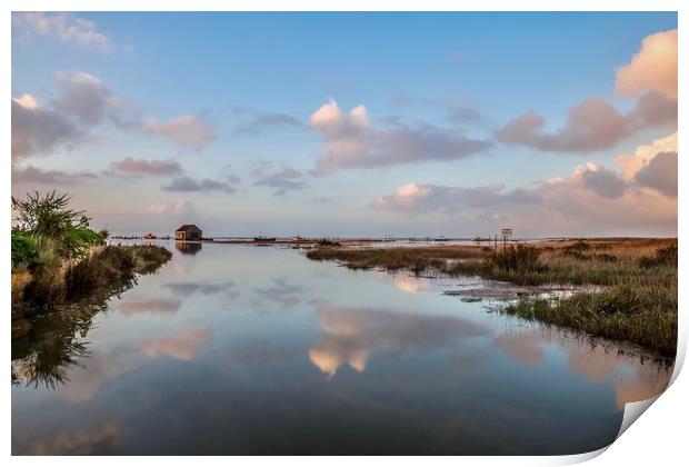 Reflections of sunset in a high Spring tide - Thor Print by Gary Pearson