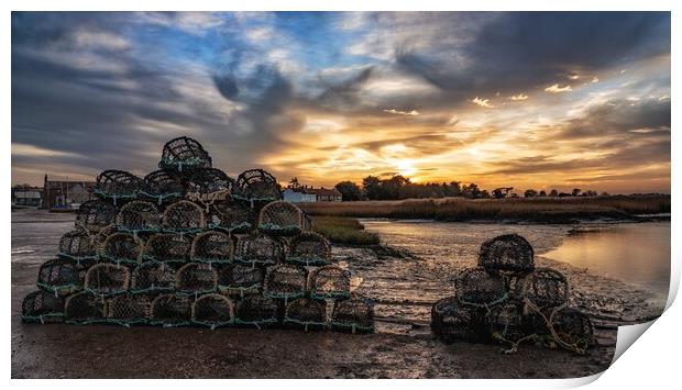 Sunset over Brancaster Staithe harbour  Print by Gary Pearson