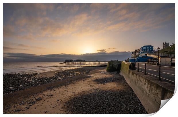 Sunrise over Cromer beach and pier Print by Gary Pearson