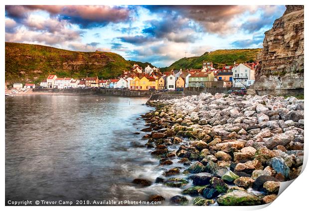 Staithes on the Rocks Print by Trevor Camp