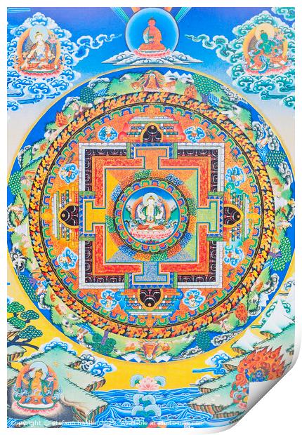 Chenresi mandala; the centre figure depicts the Buddha of compas Print by stefano baldini