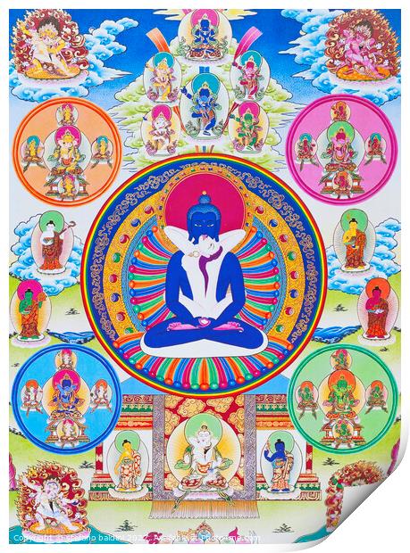 Image depicting Samantabhadra, together with his consort, symbol Print by stefano baldini