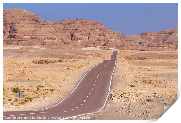 Desert road Print by stefano baldini