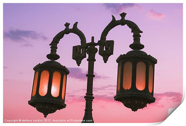 A characteristic lamp post in the city of Dahab at Print by stefano baldini