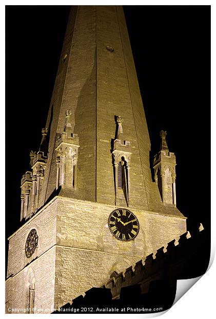 Edwinstowe church at night Print by stephen clarridge