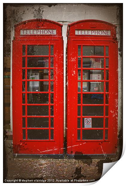 Red telephone boxes Print by stephen clarridge