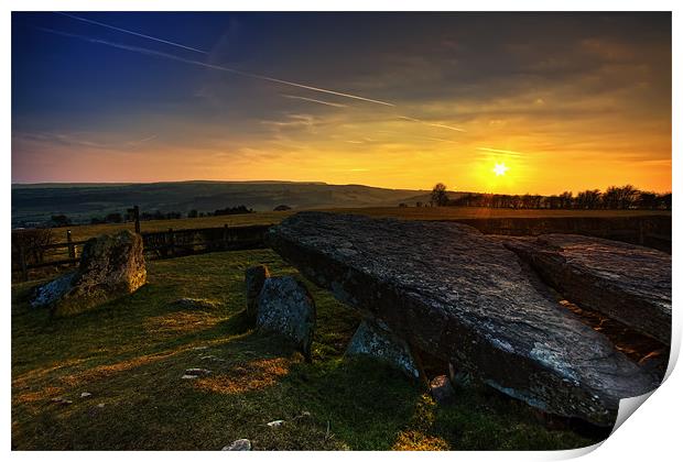 Sunset at Arthur's Stone Monument Print by Steven Clements LNPS