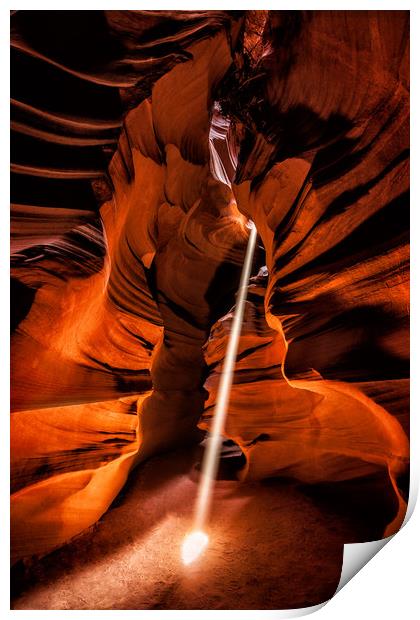 Sunbeam in Antelope Canyon, Arizona USA Print by Steven Clements LNPS