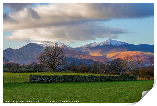 Catbells and the Derwent Fells from Castlerigg, Lake District, Cumbria Print by Louise Heusinkveld