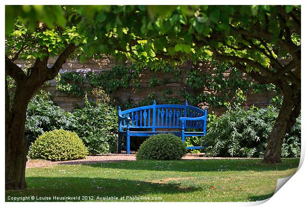 Blue Bench Print by Louise Heusinkveld